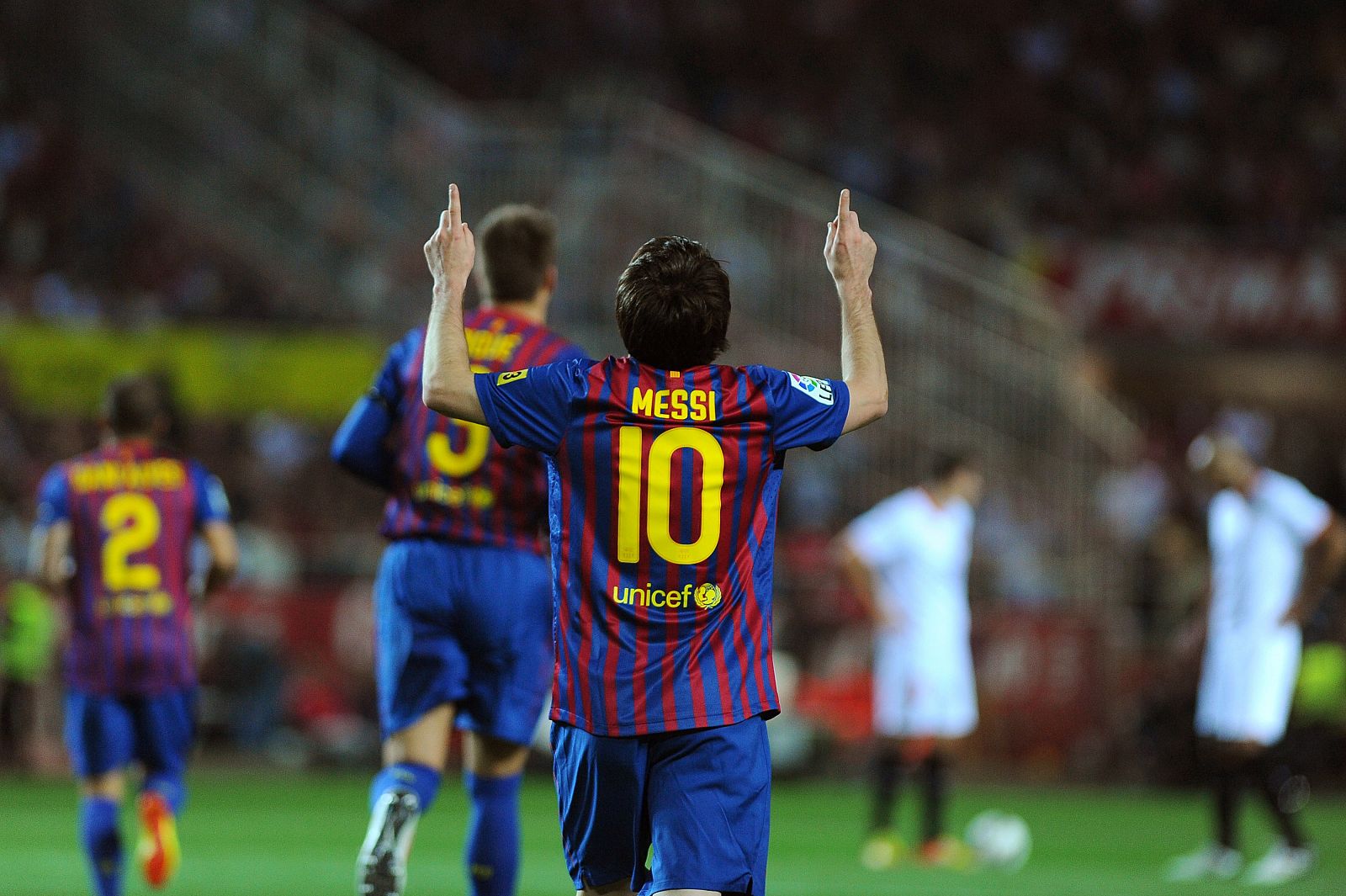 Lionel Messi, delantero del FC Barcelona, tras marcar ante el Sevilla.