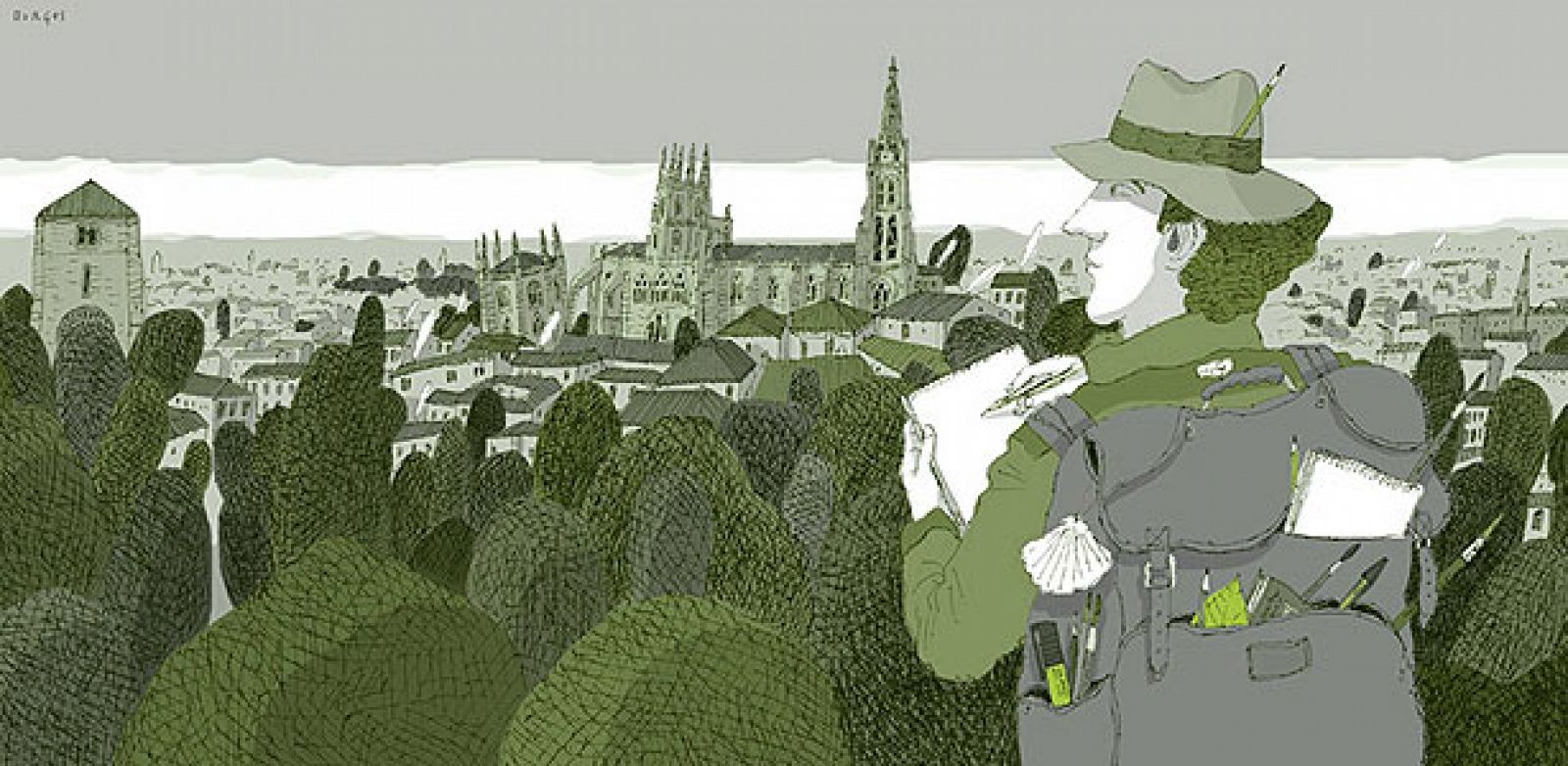 Burgos, una de las ilustraciones del libro 'Camino de Santiago', de David Pintor