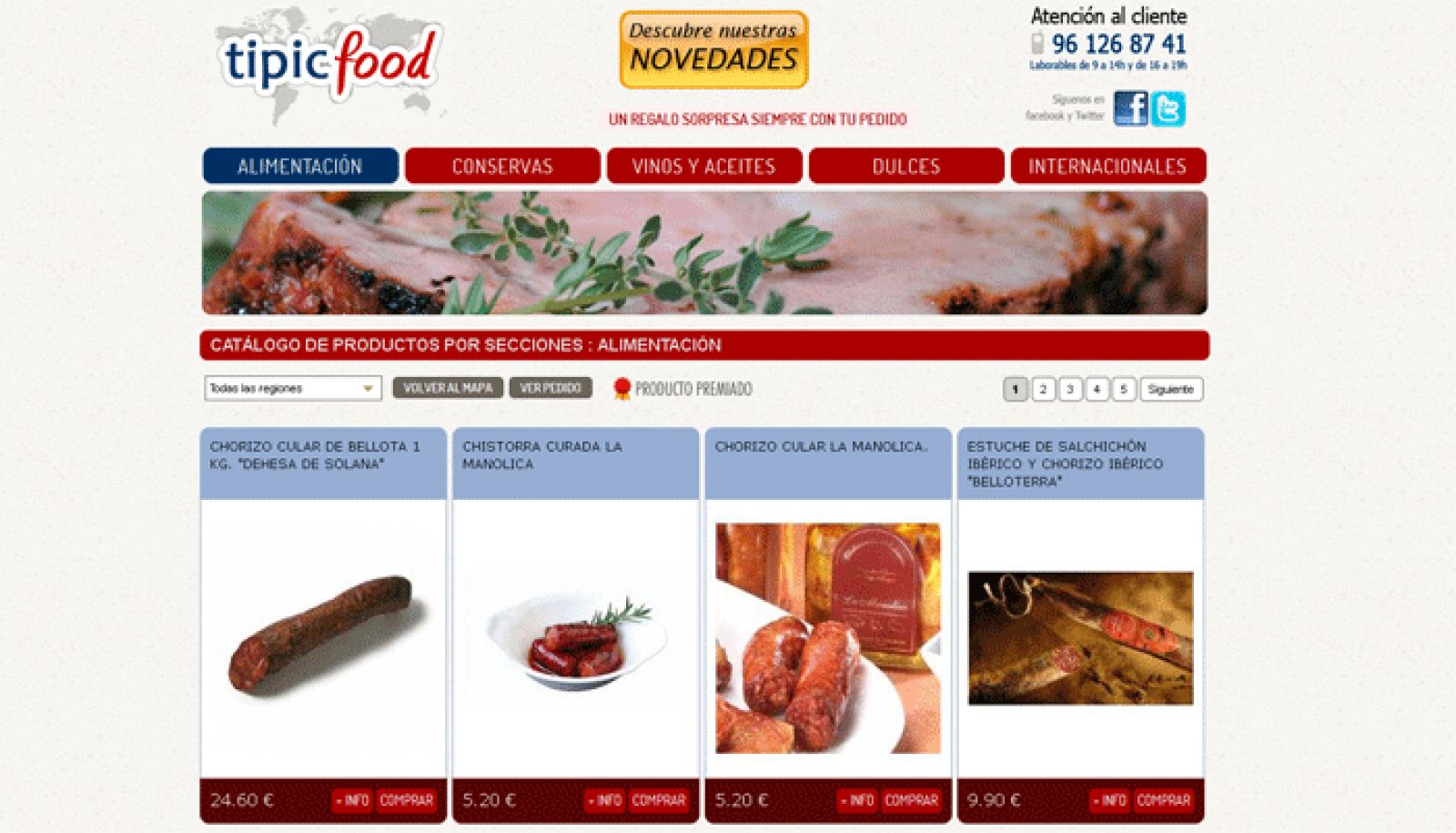 El escaparate de internet en el que Tipic Food vende alimentos típicos españoles