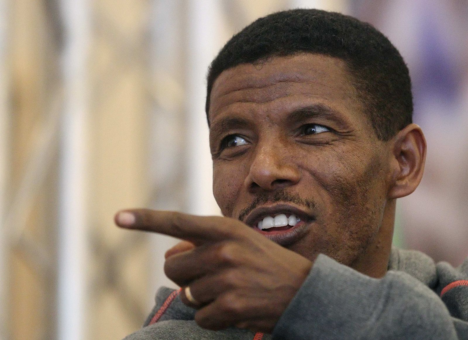 Gebrselassie of Ethiopia addresses a news conference in Vienna