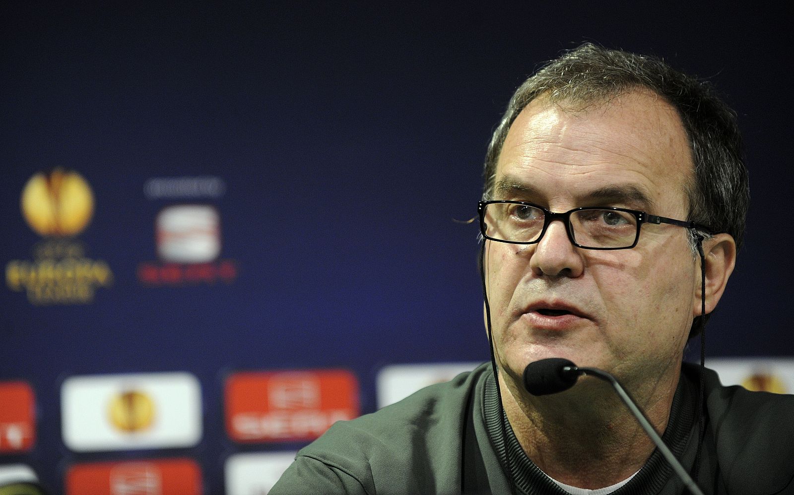 El entrenador del Athletic de Bilbao, el argentino Marcelo Bielsa, durante la rueda de prensa