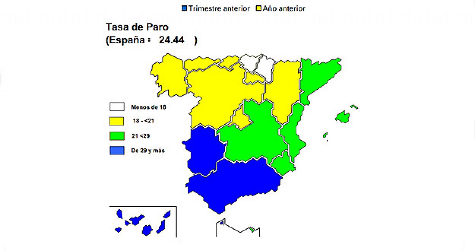 La tasa de paro más baja es la de País Vasco y la más alta, la de Andalucía