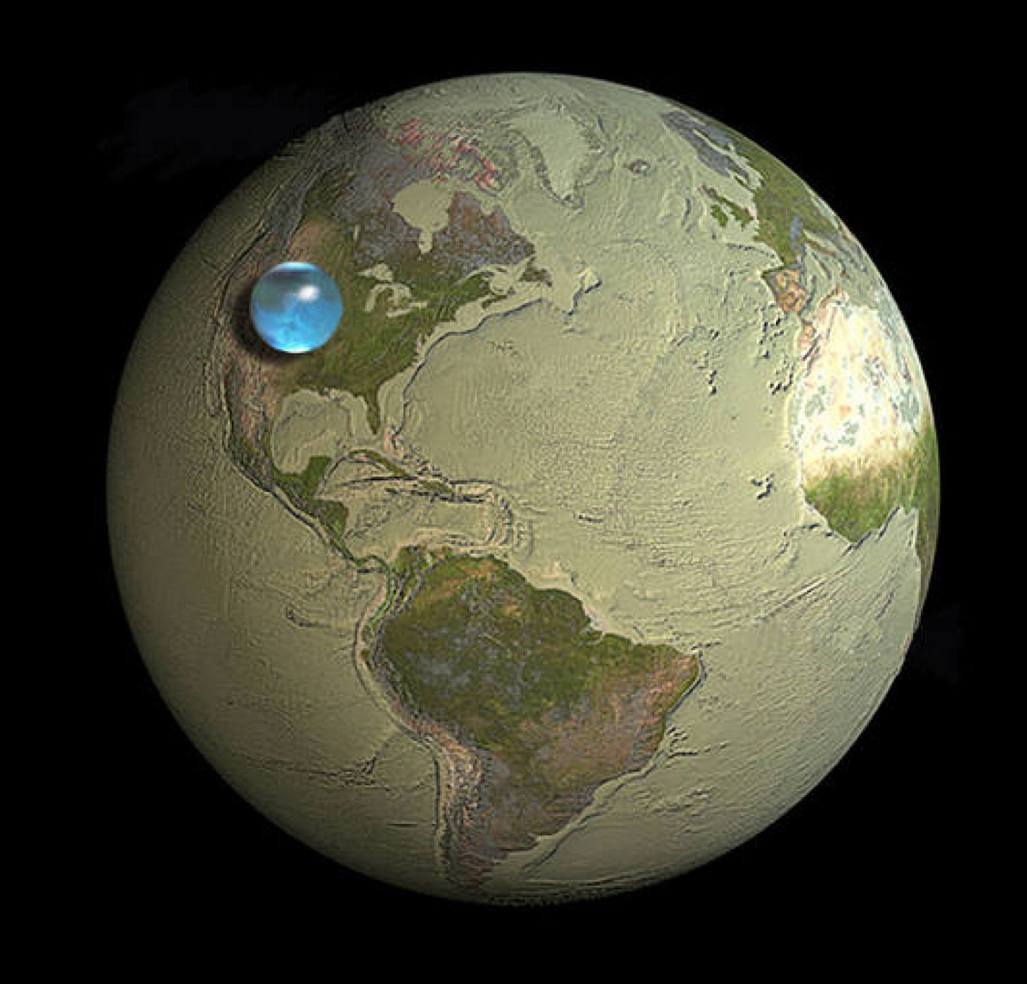 El Total De Agua De La Tierra En Una Esfera 3 Veces Mas Pequena
