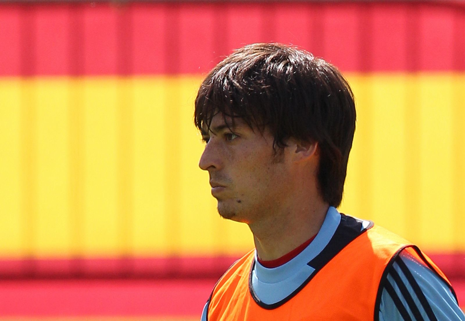 David Silva, durante el entrenamiento de la selección.