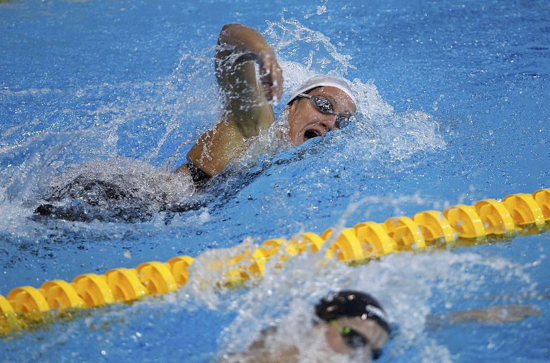 Mireia Belmonte durante la competición de los 400 metros libres