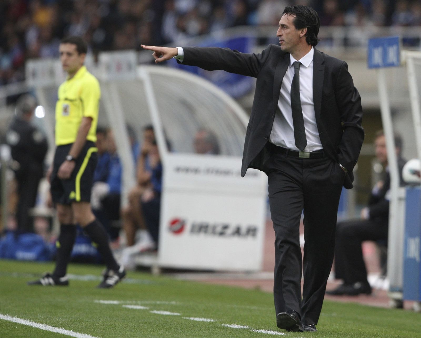 Unai Emery durante un partido de su exequipo el Valencia.