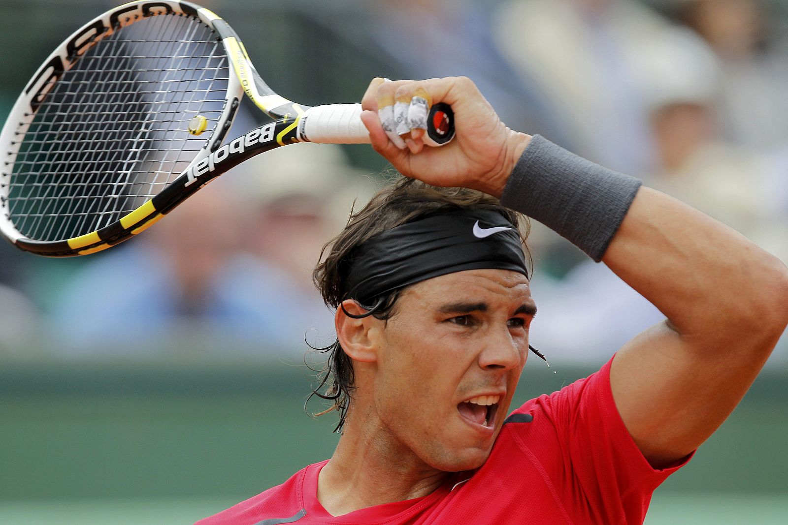 El tenista español Rafa Nadal, en un momento de su partido contra Istomin