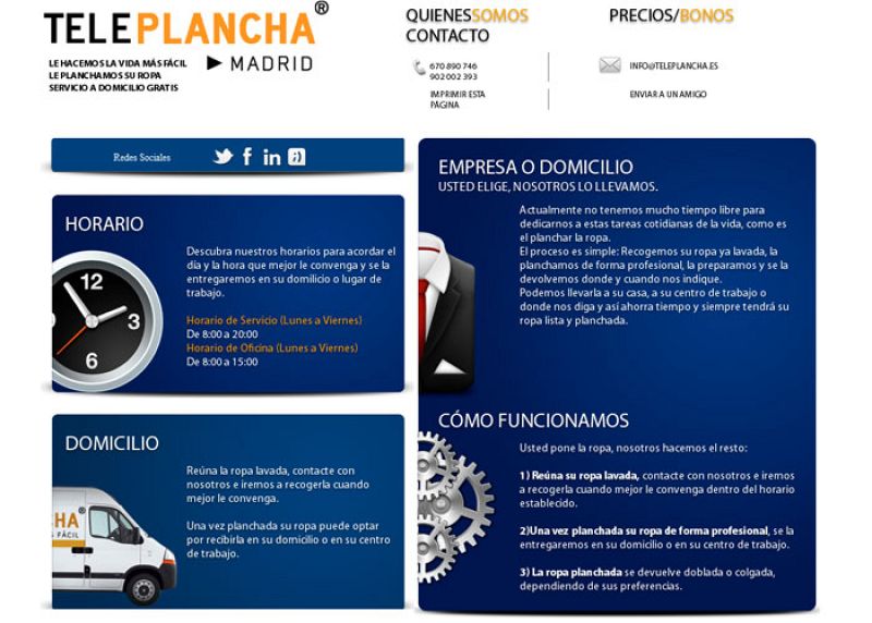 La página web de Teleplancha