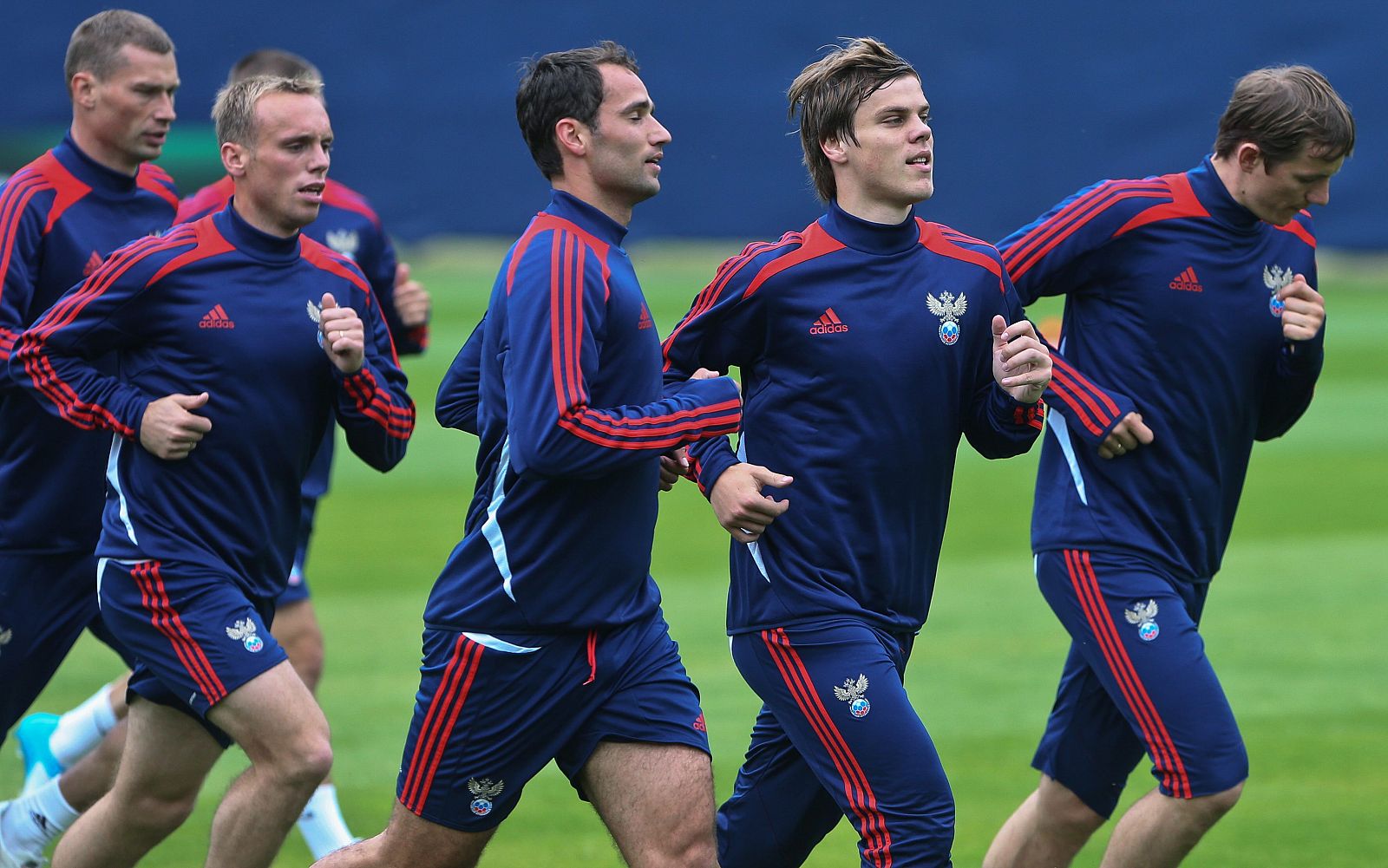 Jugadores de la selección rusa entrenando en Sulejowek, Polonia