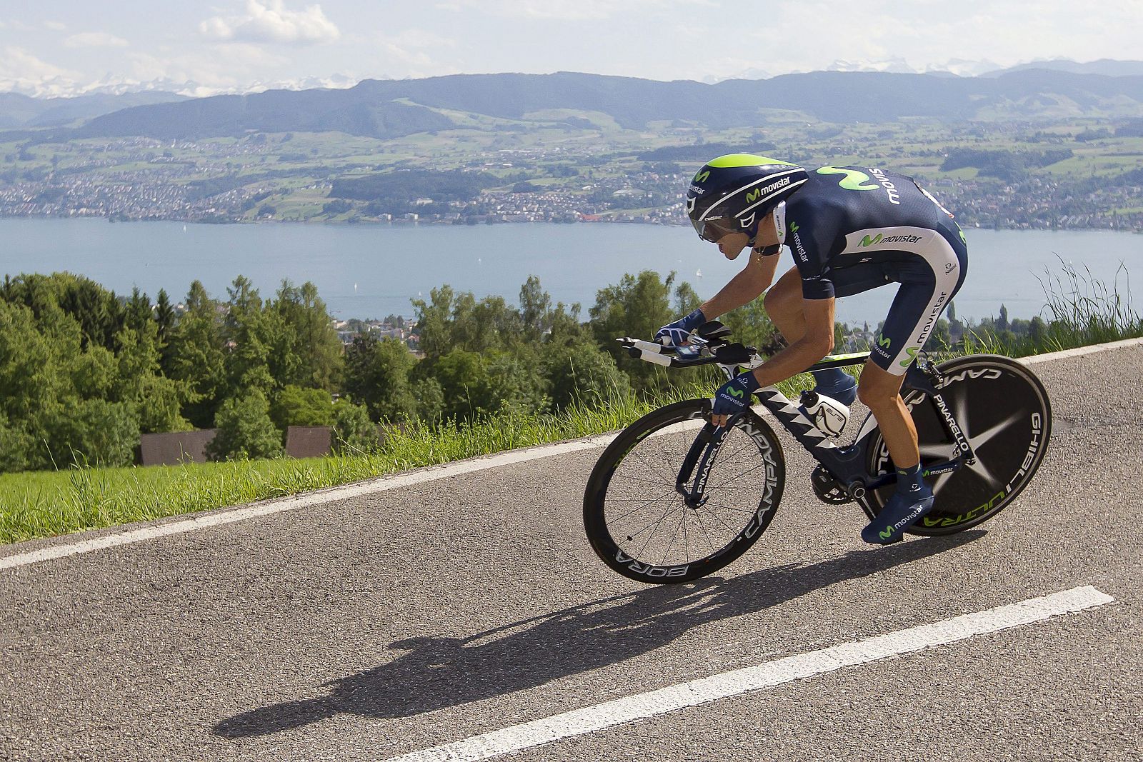 Alejandro Valverde (Movistar) durante la 7º etapa de la Vuelta a Suiza.