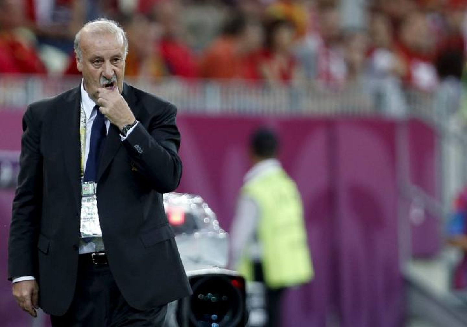 El seleccionador de España, Vicente del Bosque, durante el partido contra Croacia.