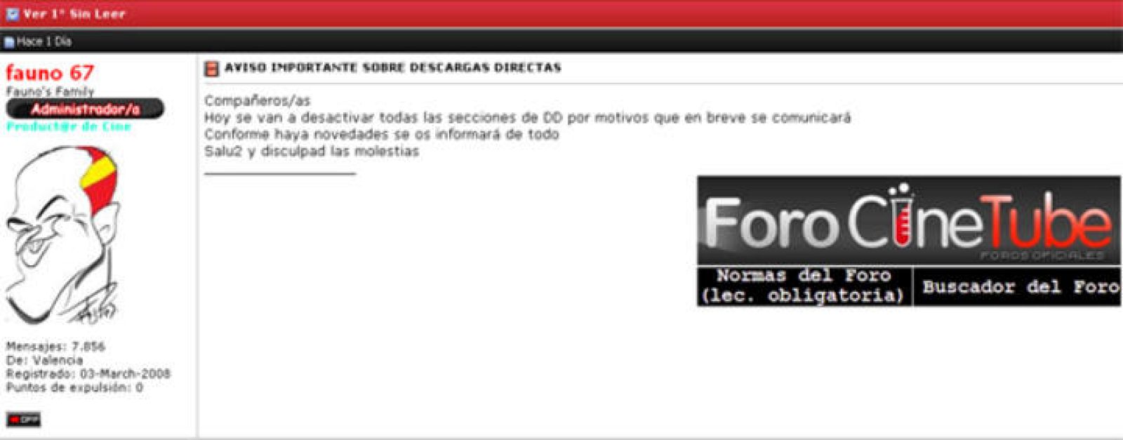 Mensaje de los administradores de CineTube en el que anuncian que desactivarán las descargas