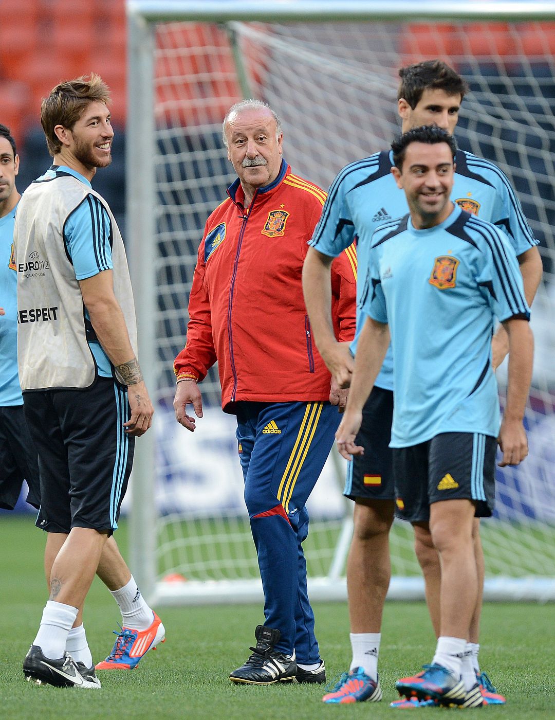 Ramos, en un entrenamiento con España