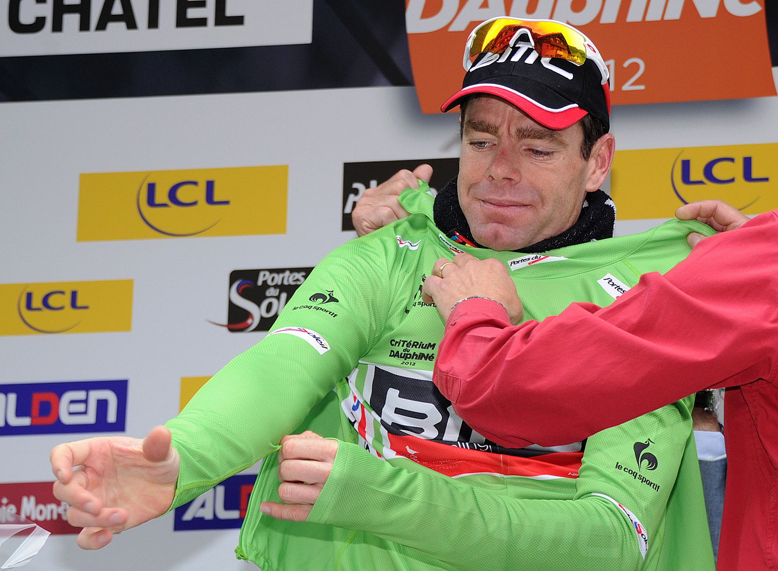 El australiano Cadel Evans, con el jersey verde de mejor esprinter de la Dauphiné Liberé