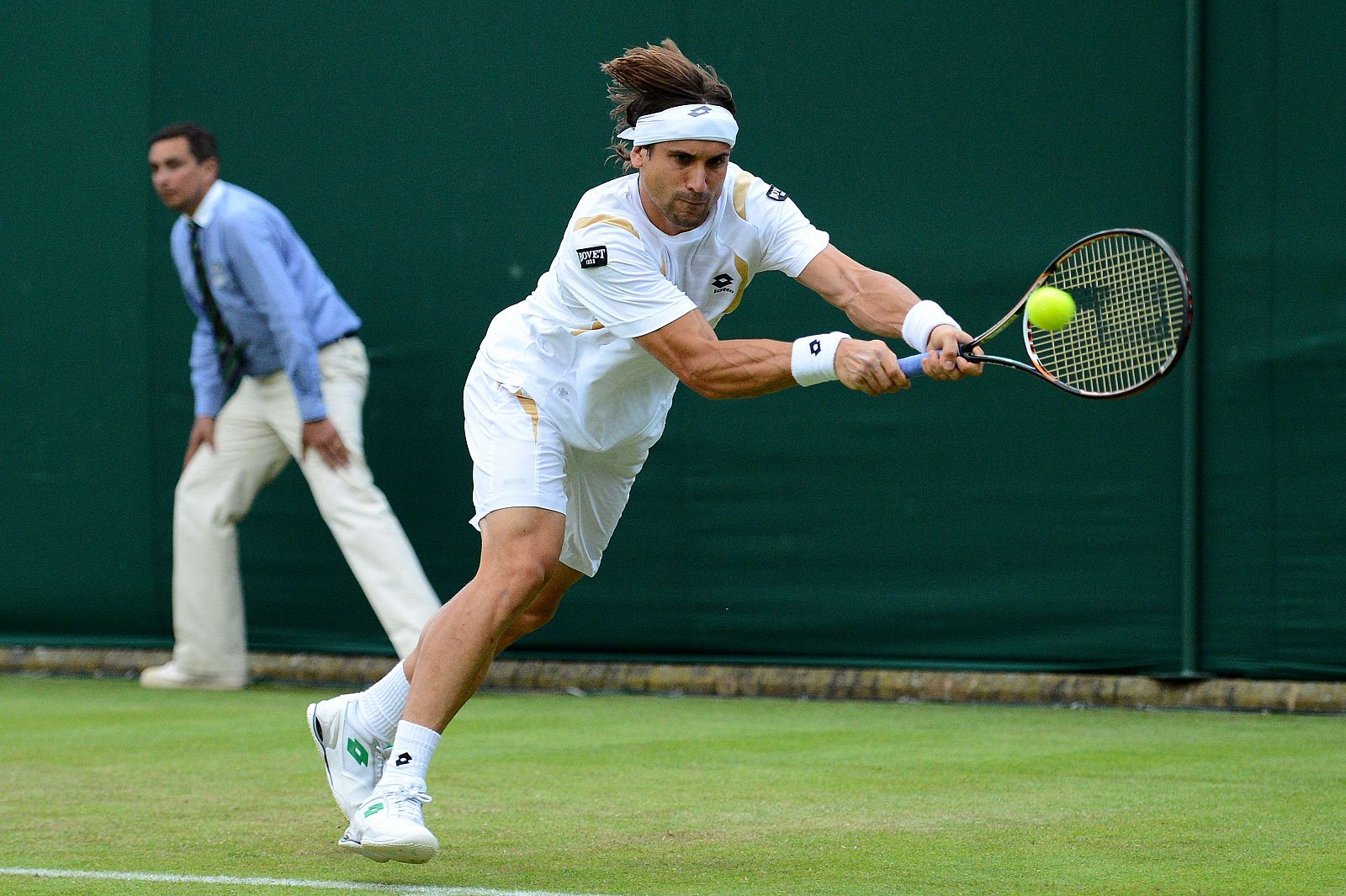 David Ferrer en su partido contra el alemán Brown en Wimbledon