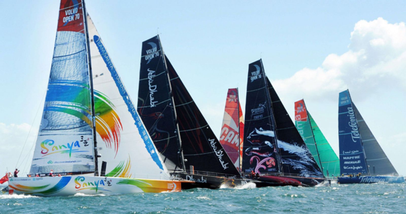 Imagen de la última etapa de la Volvo Ocean Race ganada por el barco francés Groupama.