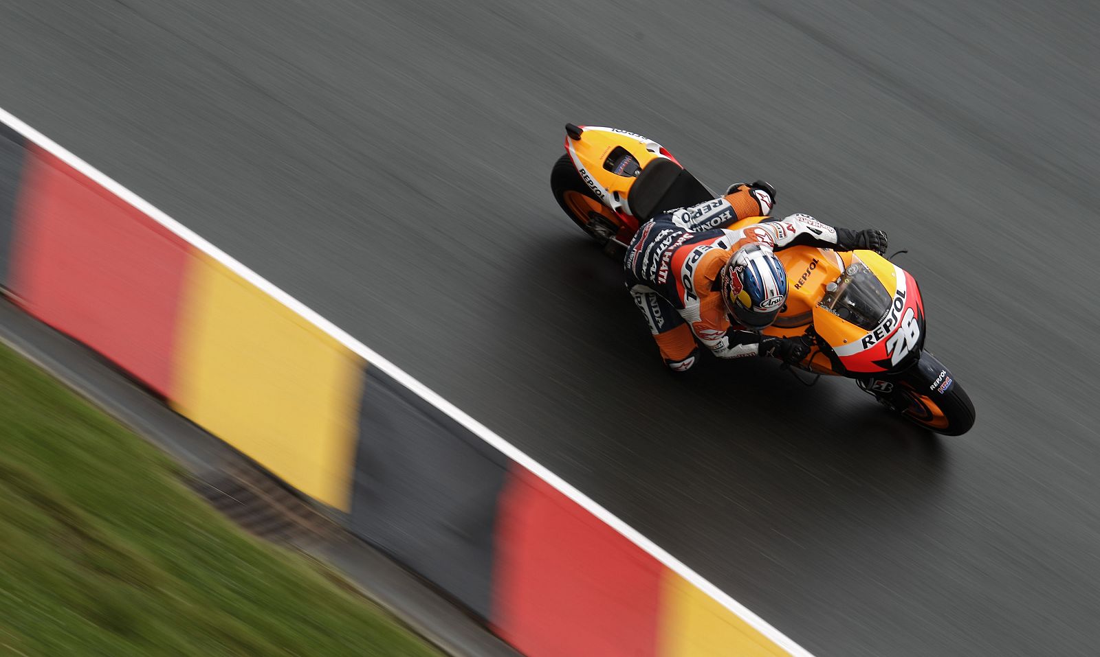 Dani Pedrosa, rodando en el circuito de Sachsenring