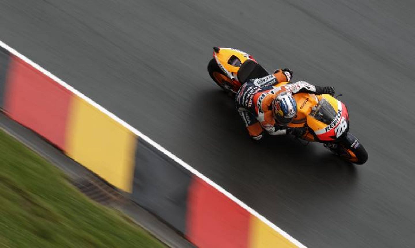 Dani Pedrosa, rodando en el circuito de Sachsenring
