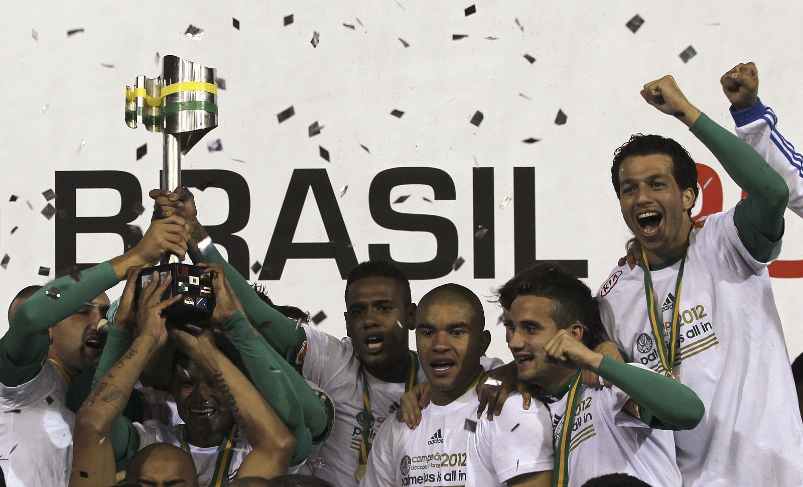 Los jugadores del Palmeiras celebran el triunfo conseguido en la Copa de Brasil.