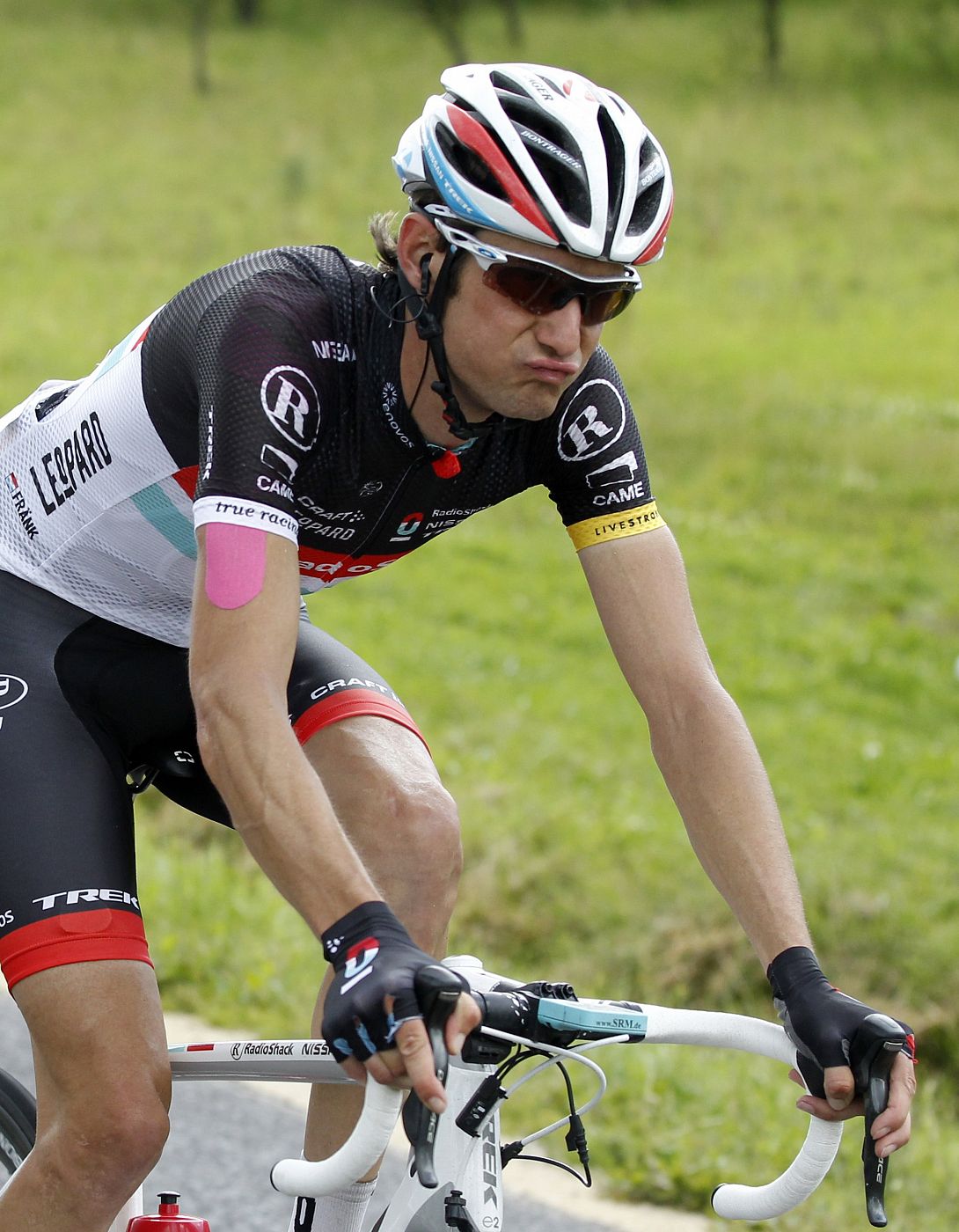 RadioShack-Nissan rider Schleck of Luxembourg cycles during the sixth stage of the 99th Tour de France cycling race between Epernay and Metz