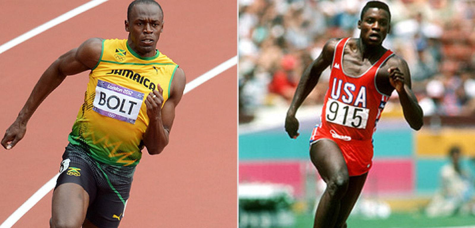 Usain Bolt y Carl Lewis, dos leyendas de la velocidad.