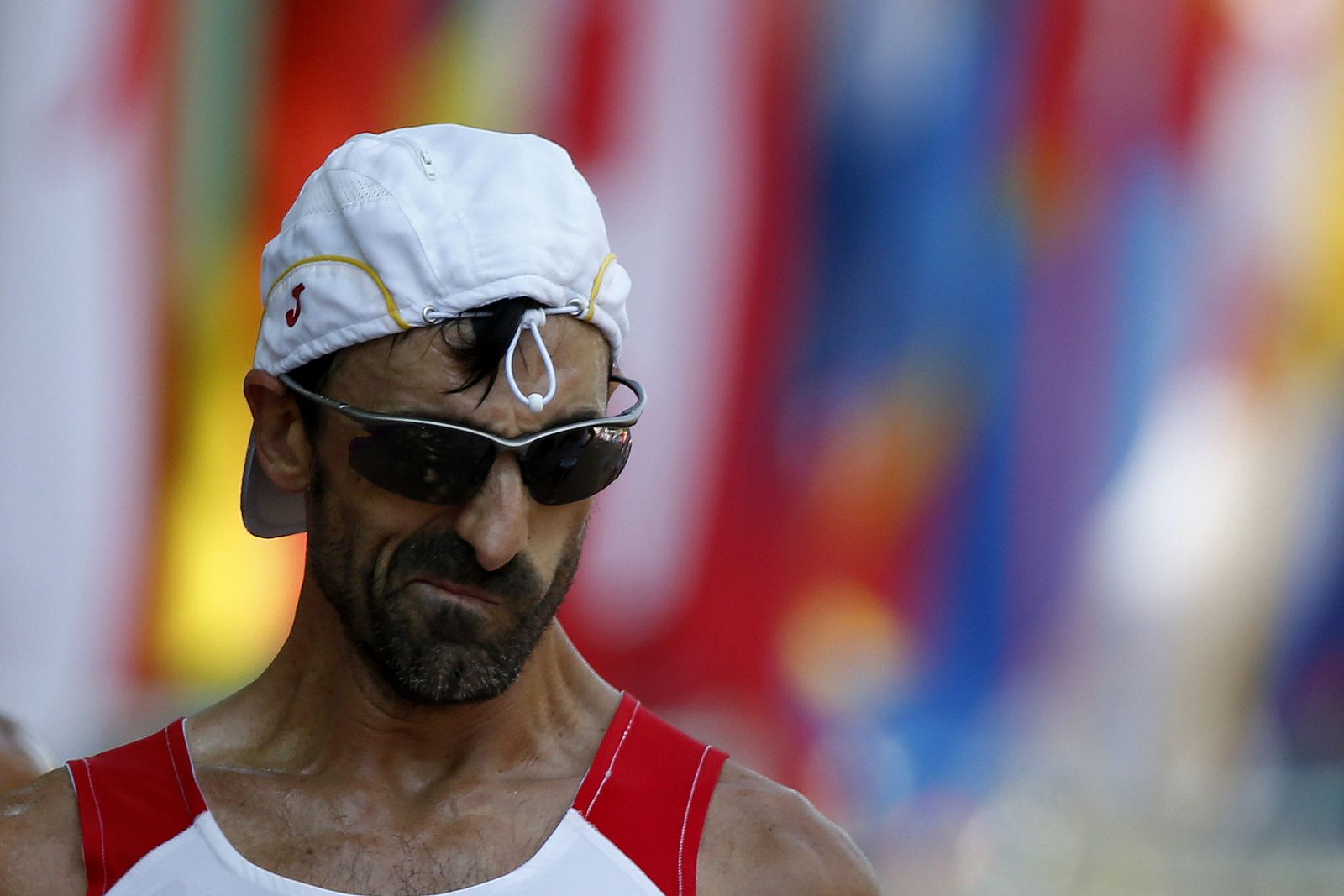 El español Jesús Angel García durante la prueba olímpica de 50 kilómetros marcha.