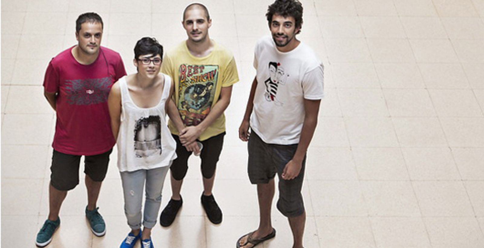 De izq. a dcha: Jairo Abella, Saray Alcón, Ricardo López y Alberto Oliván, creadores de  Hunteed en el Campus Río Ebro de la Universidad de Zaragoza