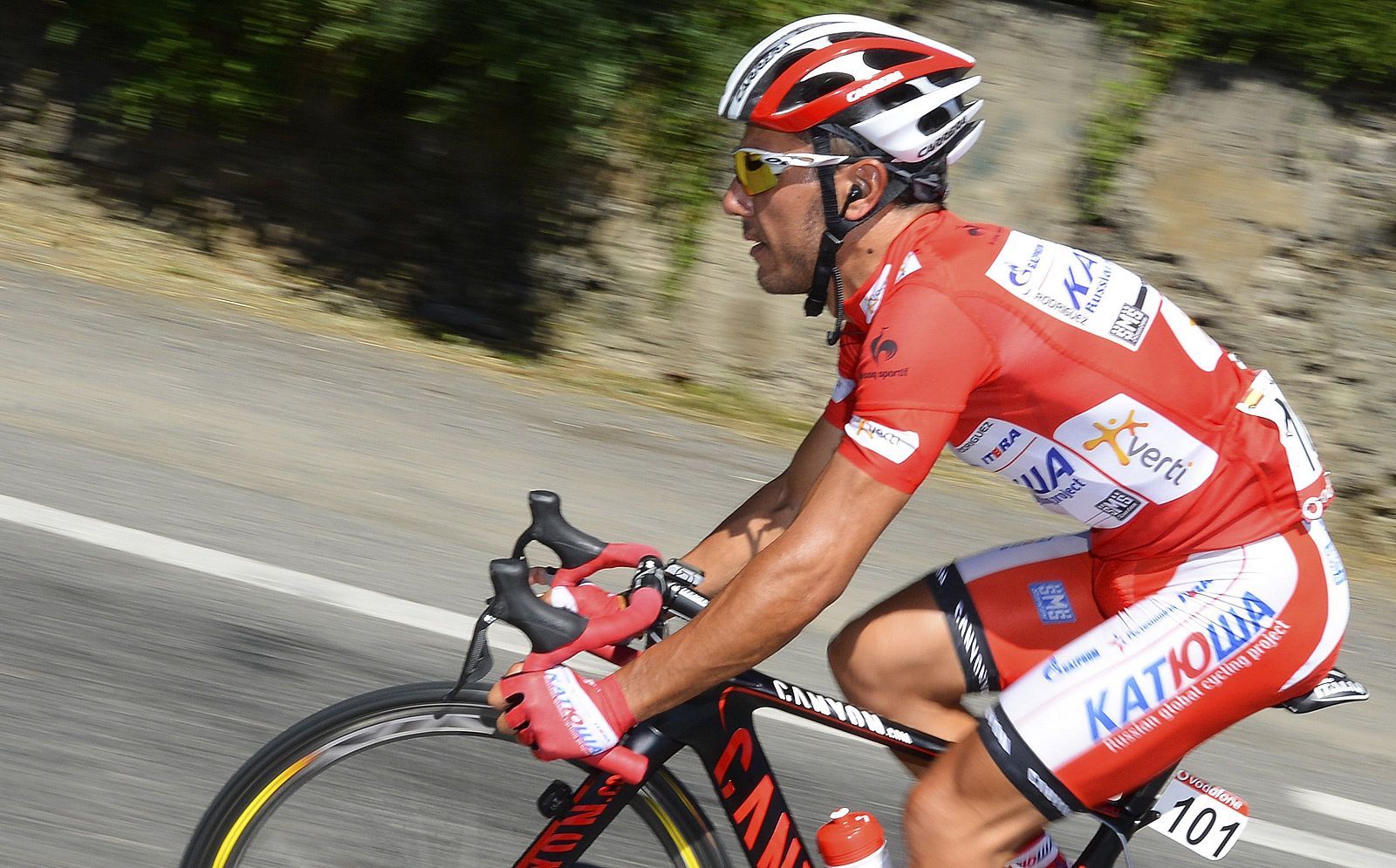 Katusha Team's Joaquin "Purito" Rodriguez of Spain cycles during the ninth stage of the Tour of Spain "La Vuelta" cycling race between Andorra and Barcelona