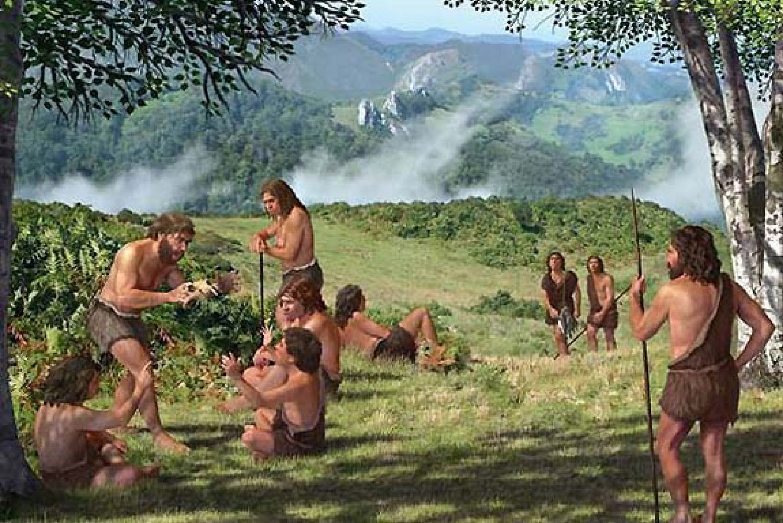 Recreación de un campamento de verano neandertal