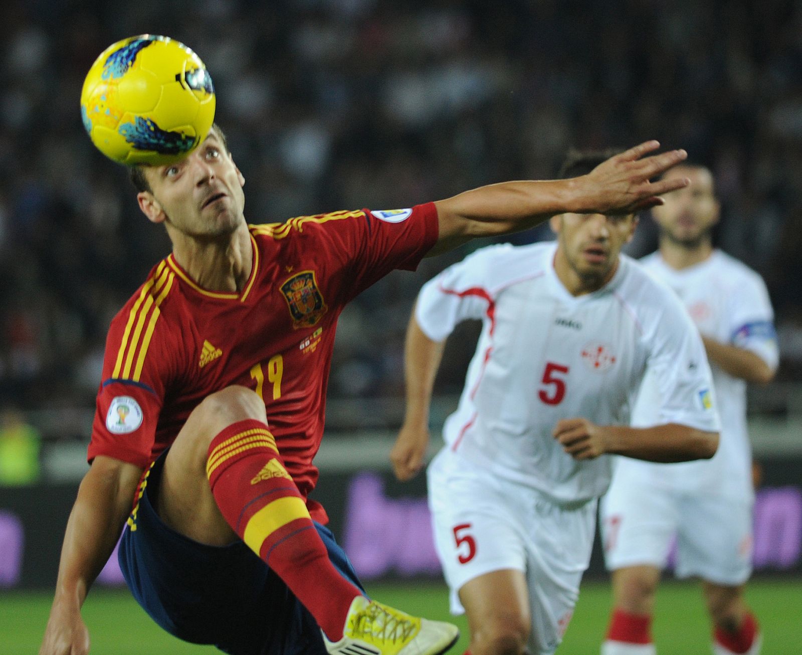 Roberto Soldado, en un momento del partido de la selección española ante Georgia.