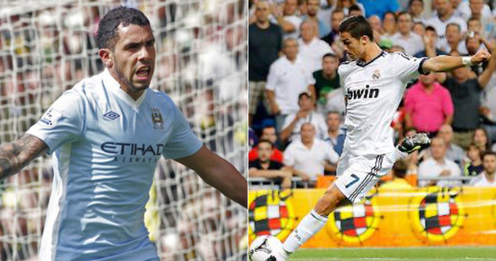 El jugador del City, Carlos Tévez, y el madridista Cristiano se verán las caras en Champions.