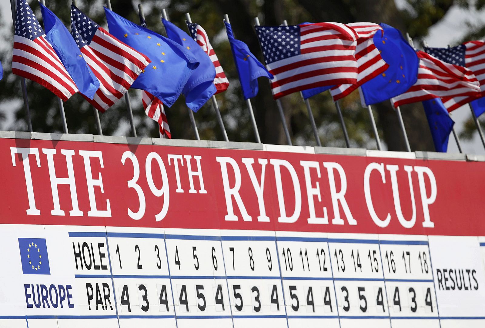 Marcador principal de la Ryder Cup en el Medinah Country Club de Chicago