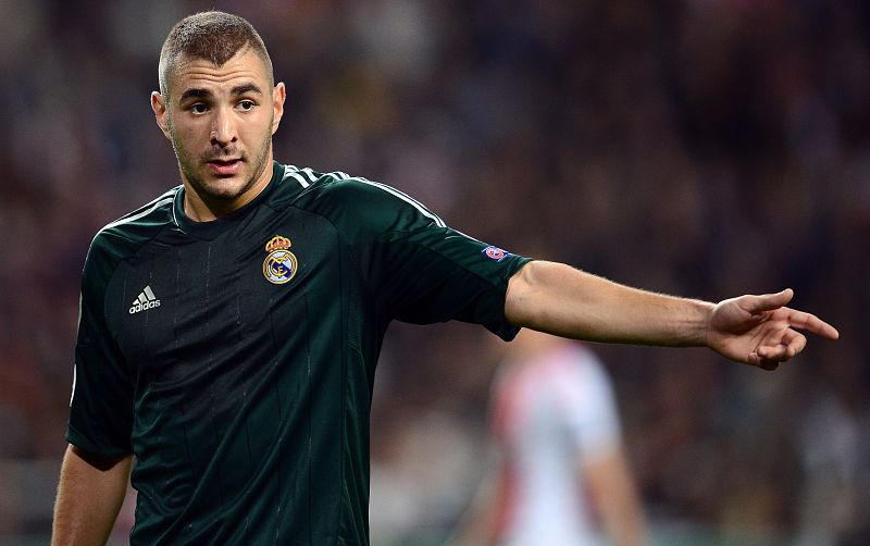 El jugador francés del Real Madrid Karim Benzema, en el partido contra el Ajax