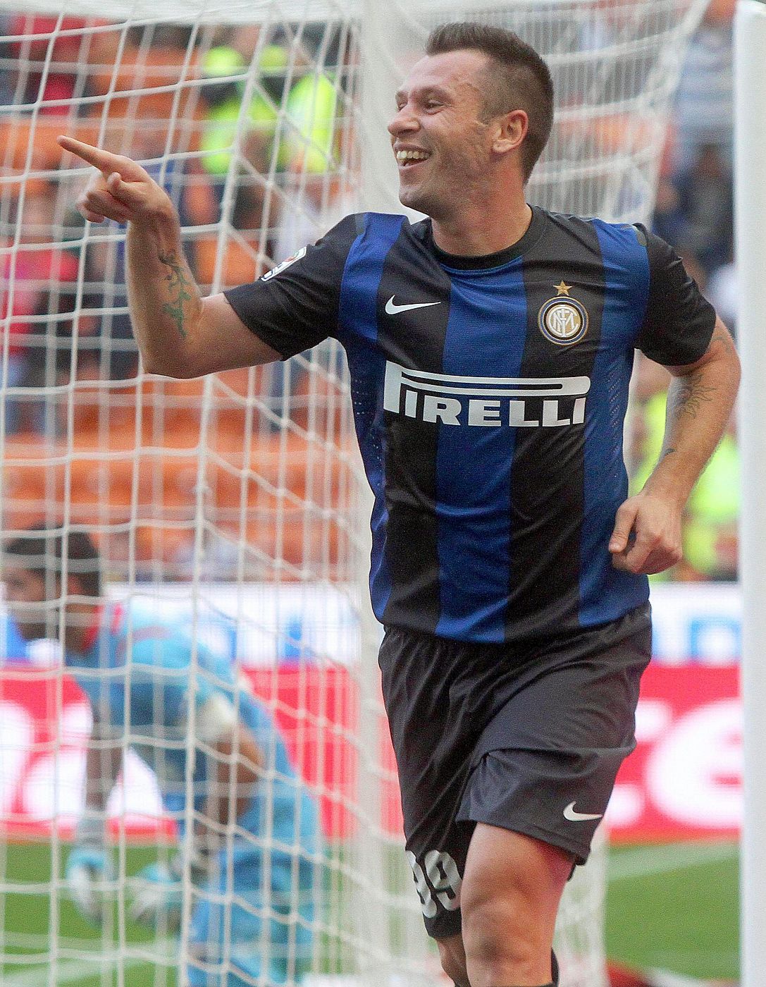 Cassano celebra el 1-0 del Inter contra el Catania.