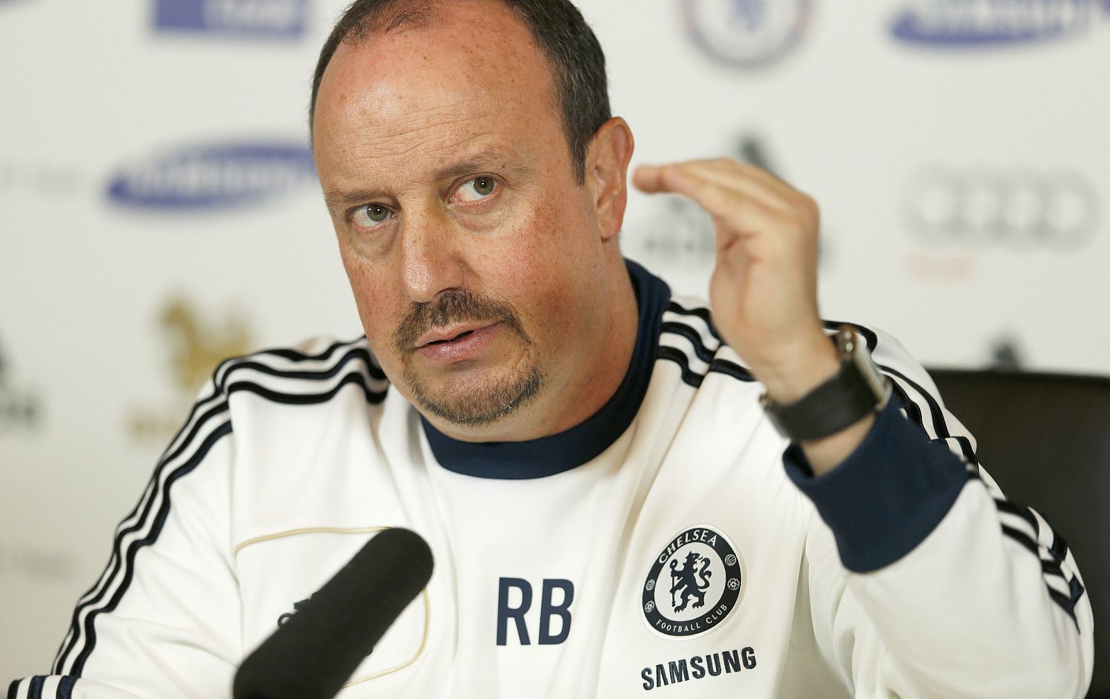 Rafa Benítez, entrenador del Chelsea, en una conferencia de prensa