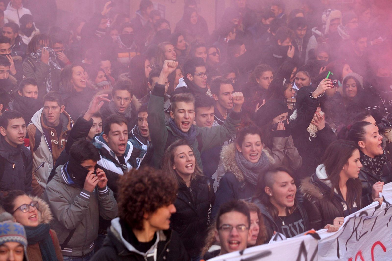 Manifestación contra los recortes en Génova (Italia)