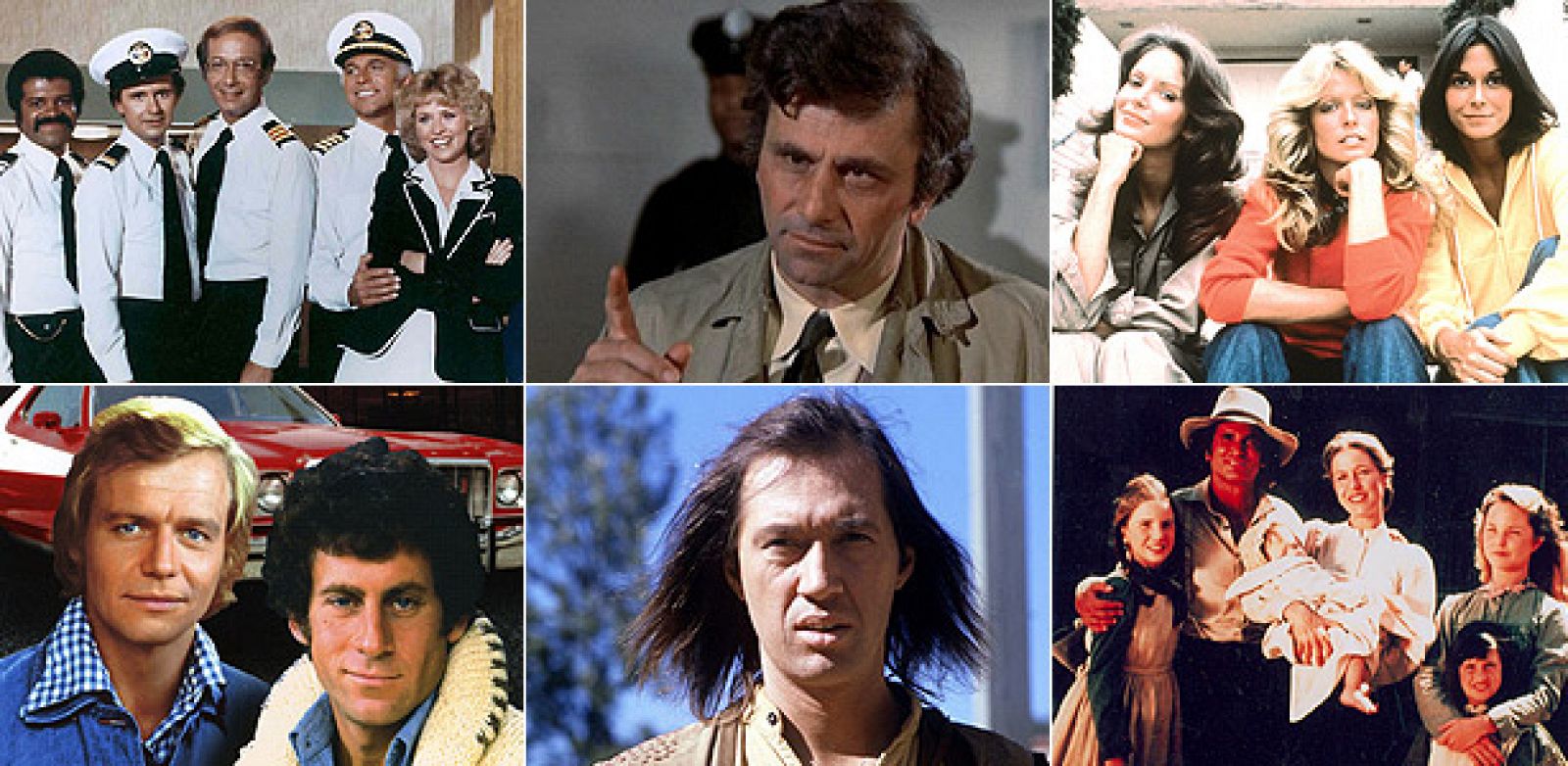 Series míticas de los 70: 'Vacaciones en el mar', 'Colombo', 'Los Ángeles de Charlie', 'Starsky y Hutch', 'Kung Fu', y 'La casa de la pradera'