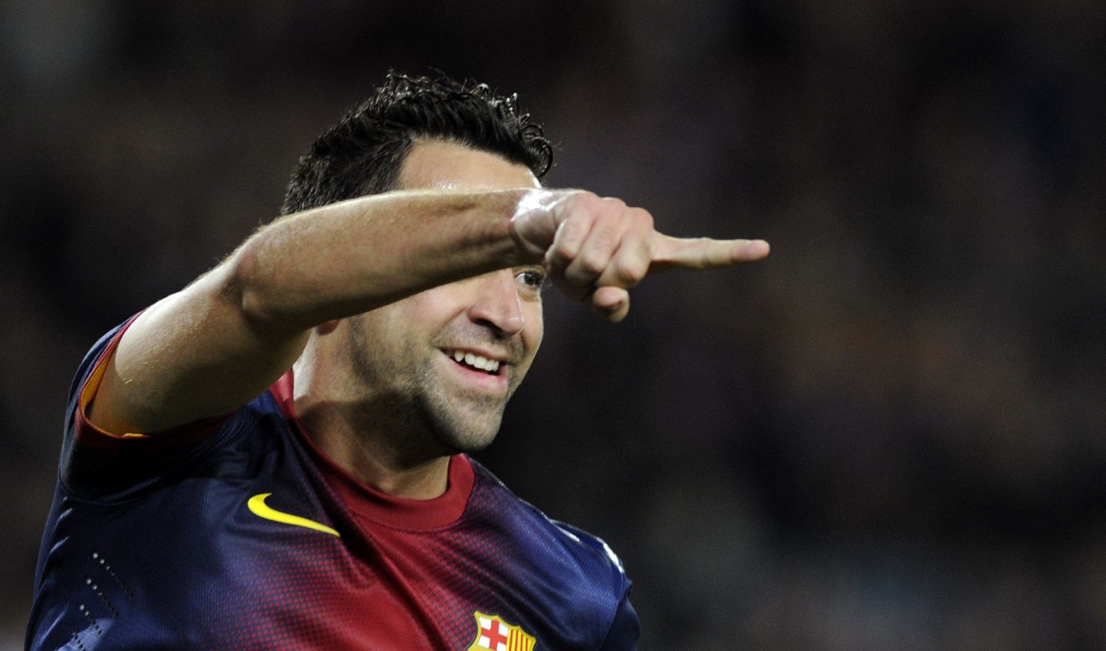 Barcelona's Hernandez celebrates a goal against Espanyol during their Spanish First division soccer league match at Camp Nou stadium in Barcelona