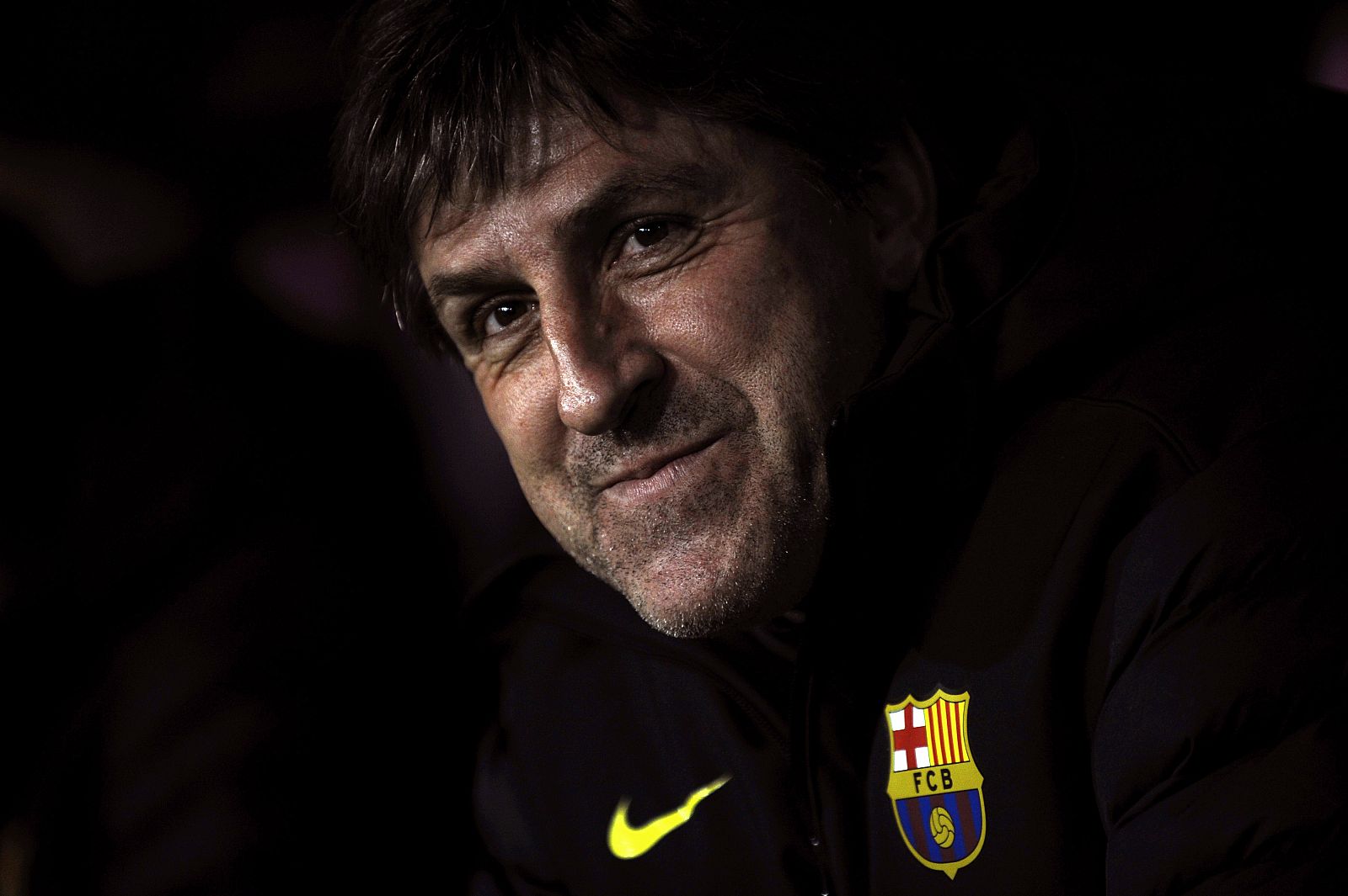 El segundo entrenador del FC Barcelona, Jordi Roura, en La Rosaleda