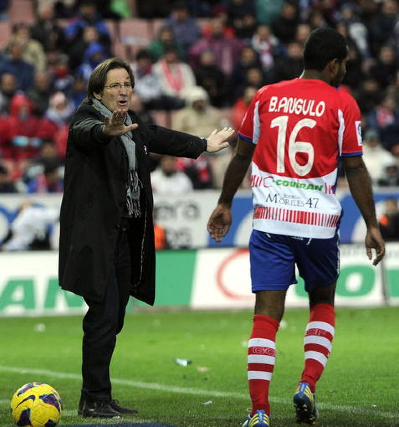 El exentrenador del Granada  Juan Antonio Anquela, durante el partido frente al Rayo Vallecano 