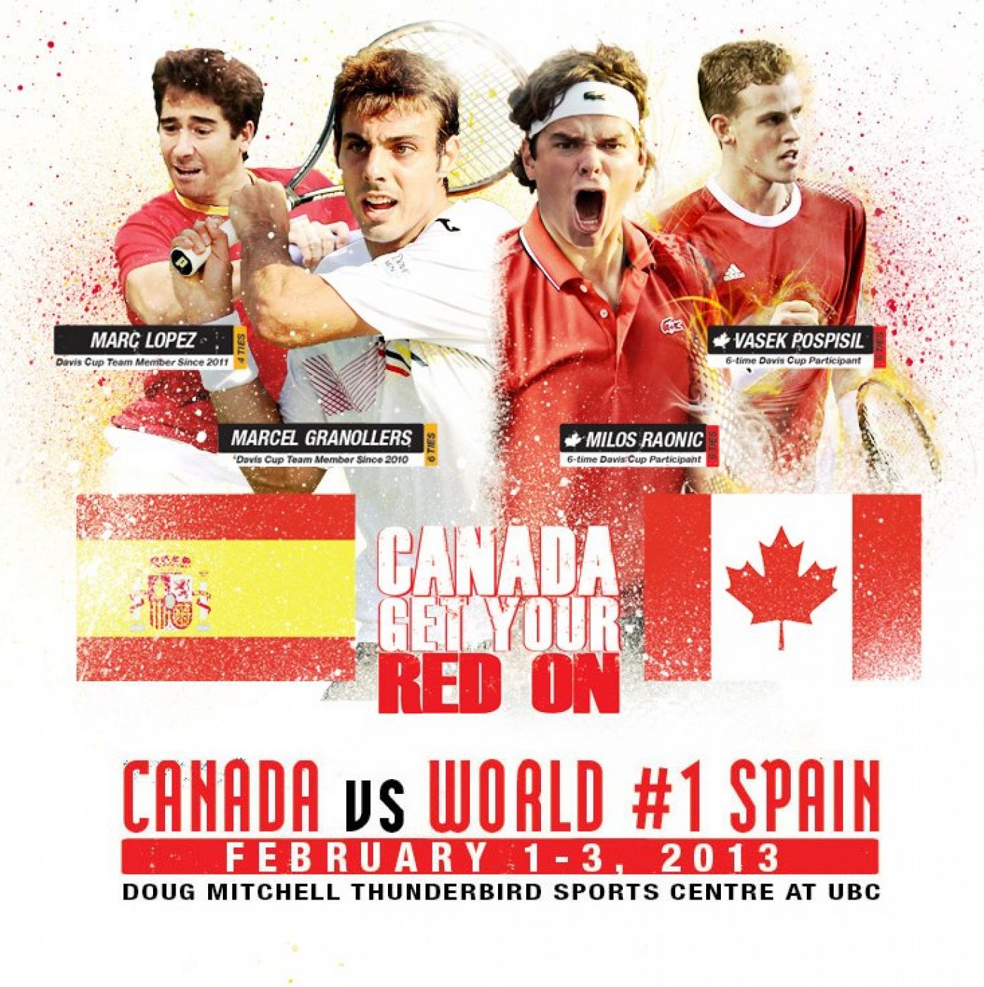 Cartel de la eliminatoria de la primera ronda de Copa Davis entre Canadá y España