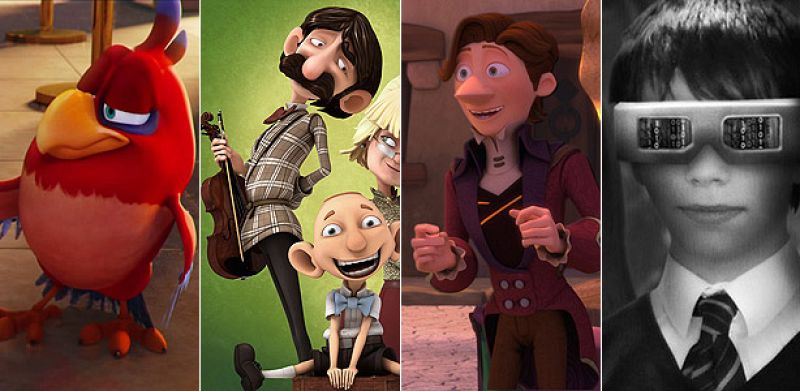 Fotogramas de los nominados al Goya al Mejor Corto de Animación: 'La mano de Nefertiti', 'Alfred y Anna', 'El vendedor de humo' y '¿Por qué se extinguieron los dinosaurios?'