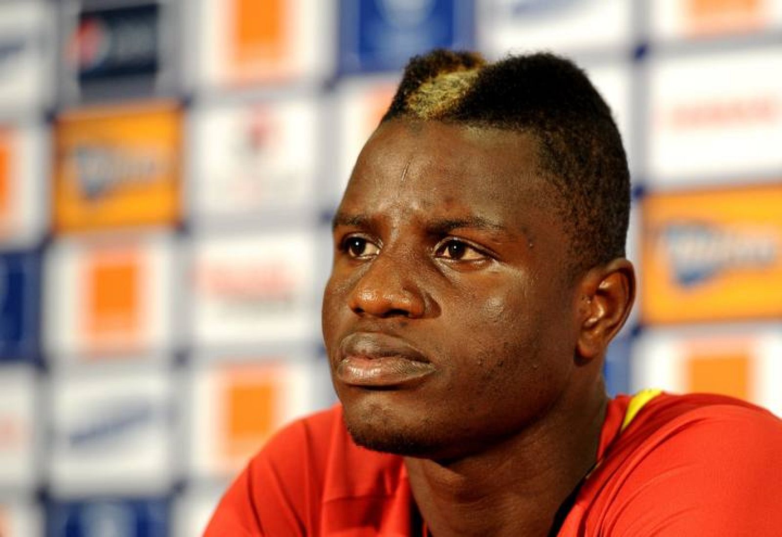 El futbolista ghanés del Espanyol, Mubarak Wakaso, en una rueda de prensa  