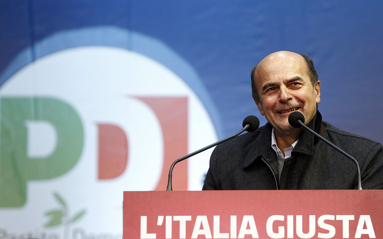 El líder del Partido Democrático, Pier Luigi Bersani, durante uno de los mítines de campaña.