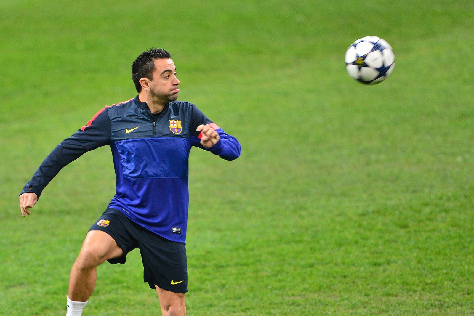 El centrocampista Xavi Hernández, en un entrenamiento del FC Barcelona