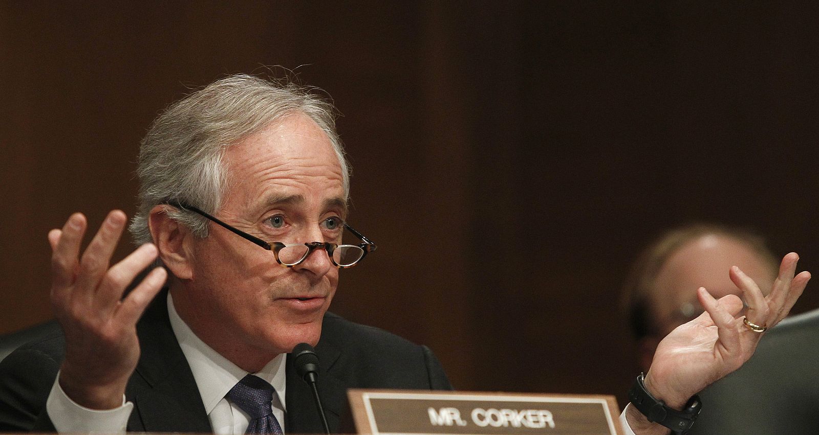 Senator Corker questions members of panel testifying before Senate Banking, Housing and Urban Affairs Committee in Washington