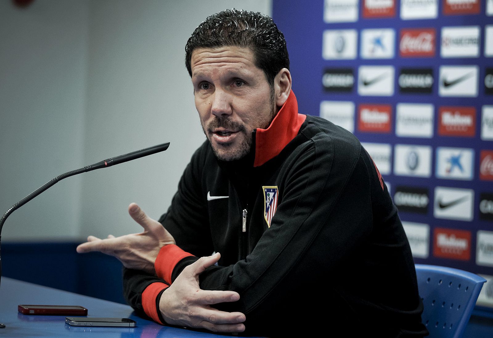 El entrenador argentino del Atlético de Madrid, Diego Simeone, durante la rueda de prensa