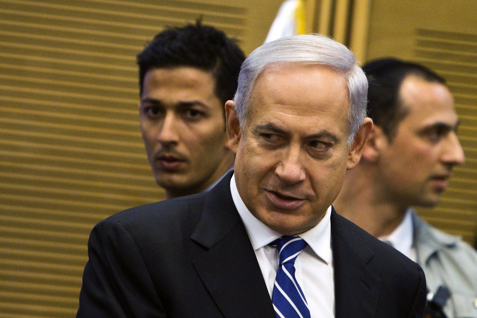 El primer ministro de Israel durante una de las reuniones celebradas para alcanzar el pacto de Gobierno