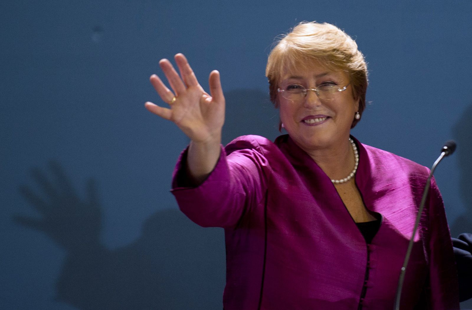 Michelle Bachelet, durante el anuncio de su candidatura a las elecciones presidenciales