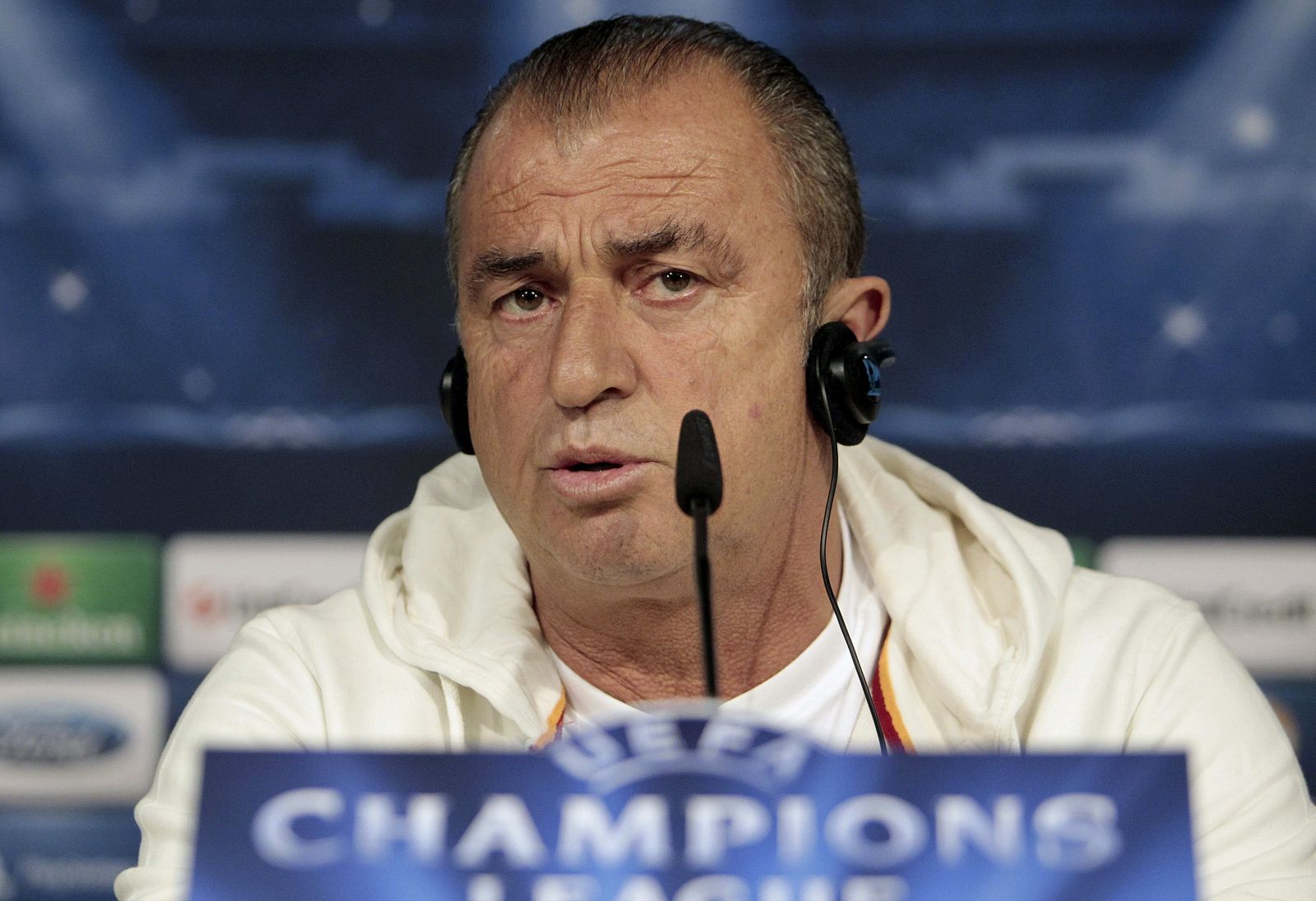 El entrenador del Galatasaray, Fatih Terim, durante la rueda de prensa